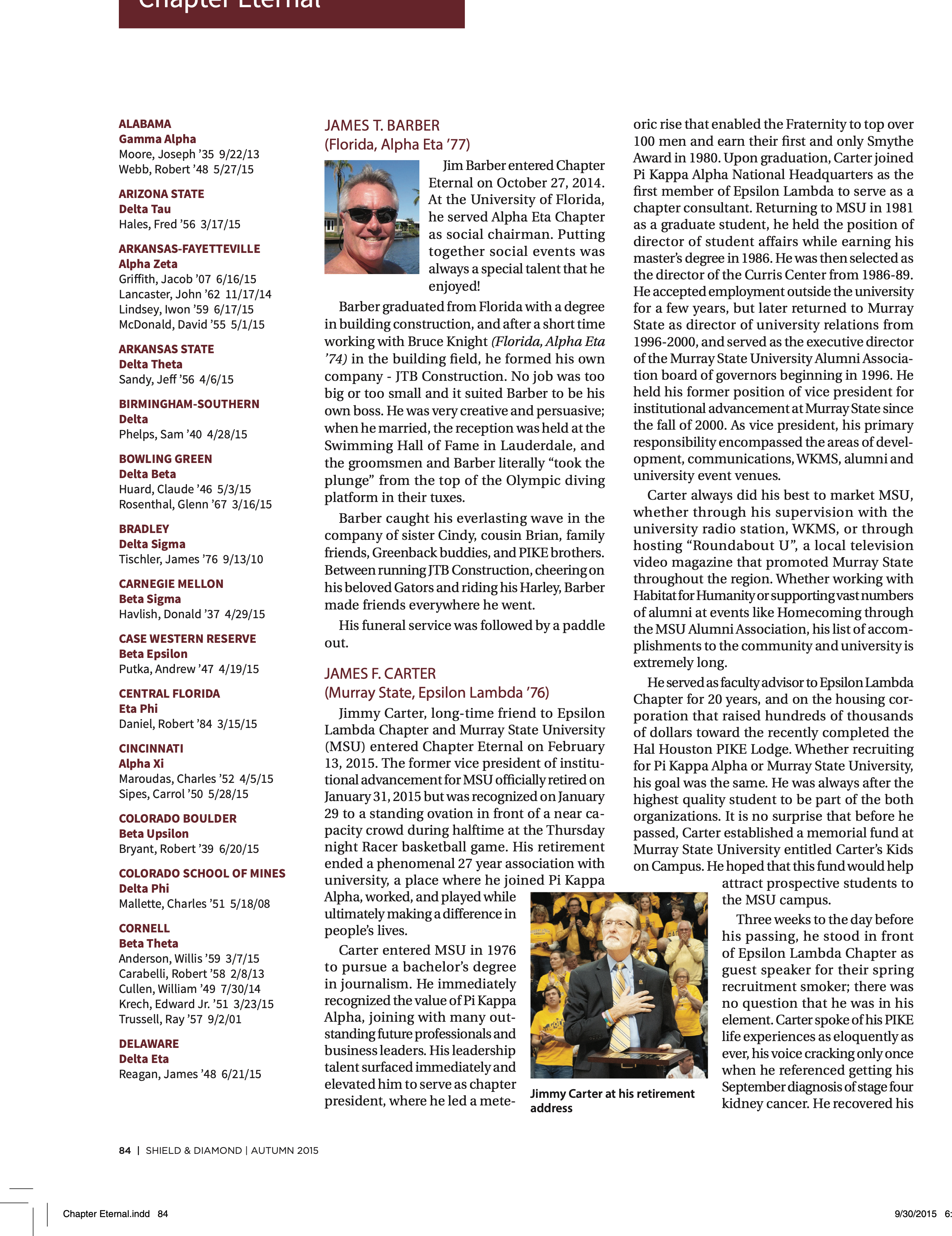 Chapter Eternal, Autumn 2015